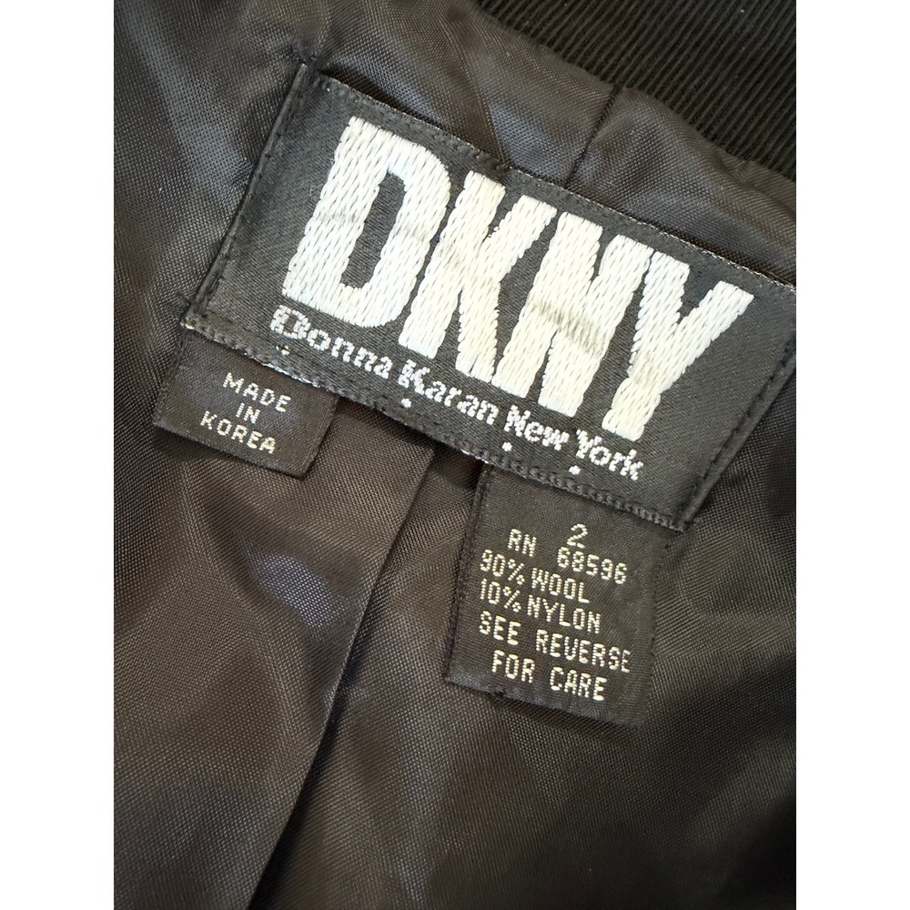 DKNY Donna Karan New York Womens Black Wool Blend Double Breasted Blazer Size 2 - Picture 6 of 16